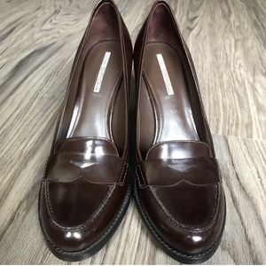 Via Spiga brown leather 3” heels EXCELLENT condition. GREAT w/ pants OR Dresses
